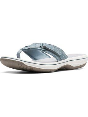 Women's Blue Grey Thong Solid Open Toe Rubber Breeze Sea Flip-Flop Casual Shoes